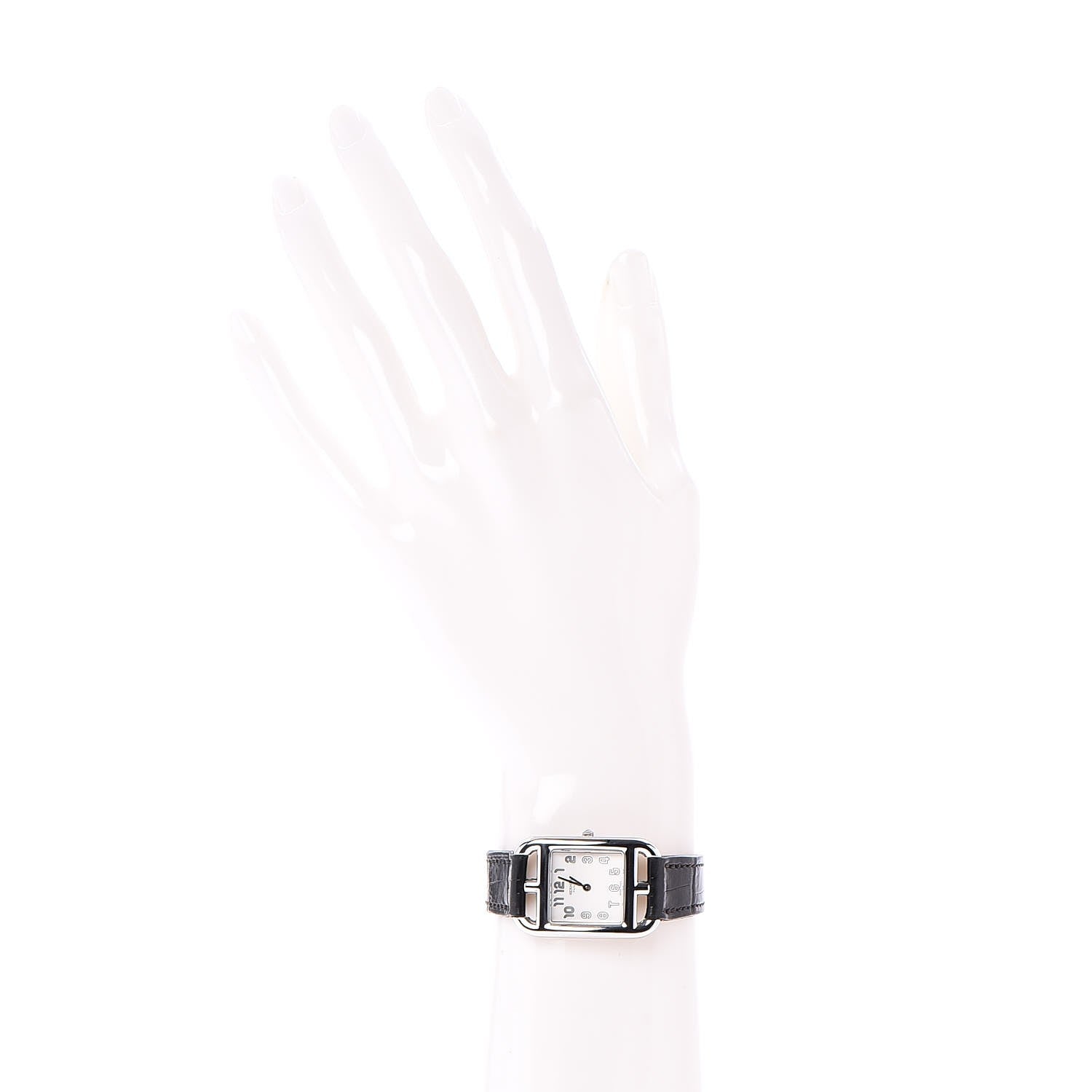 Hermes Stainless Steel Alligator 23mm Cape Cod Quartz Watch Noir 11 of 14
