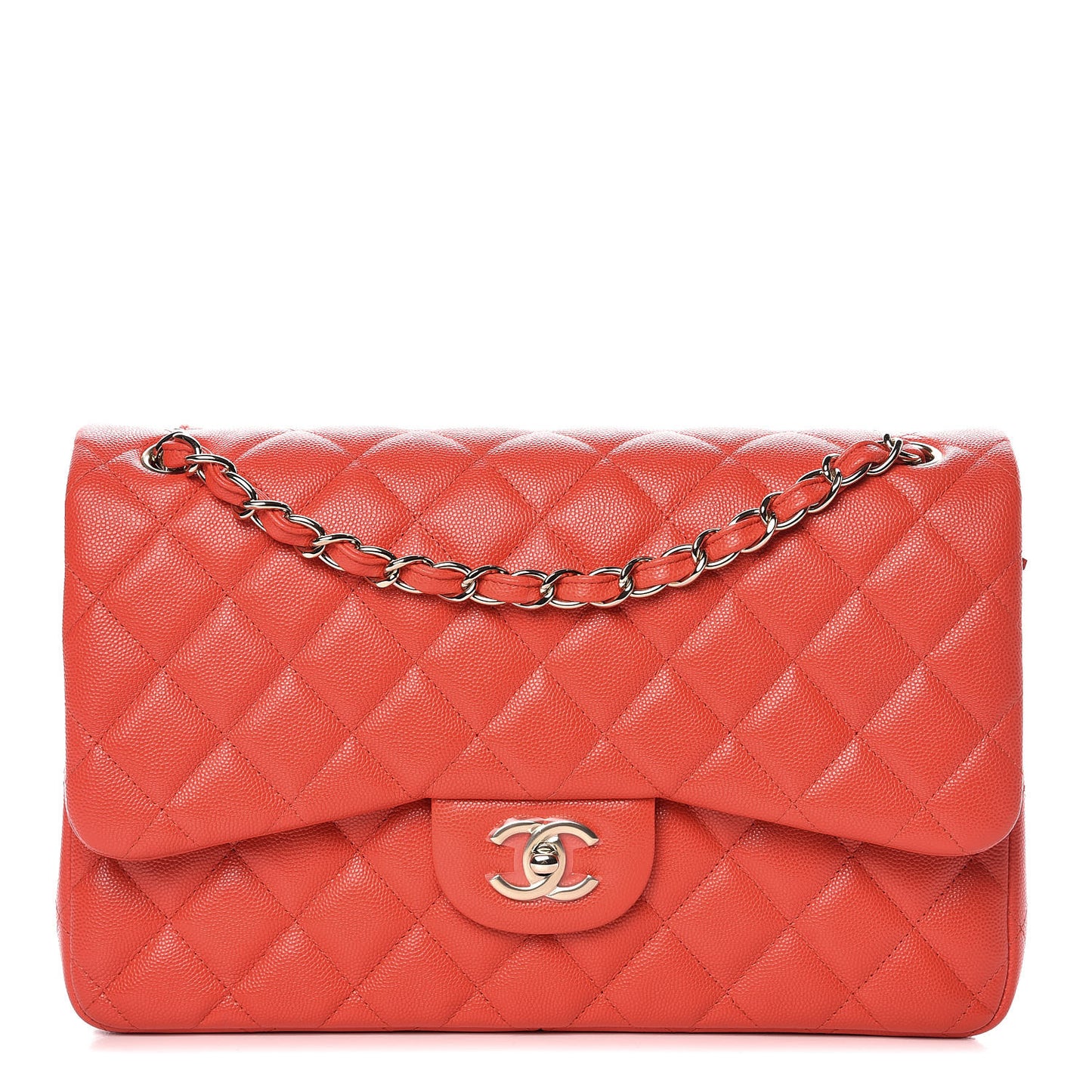 Caviar Quilted Jumbo Double Flap Red