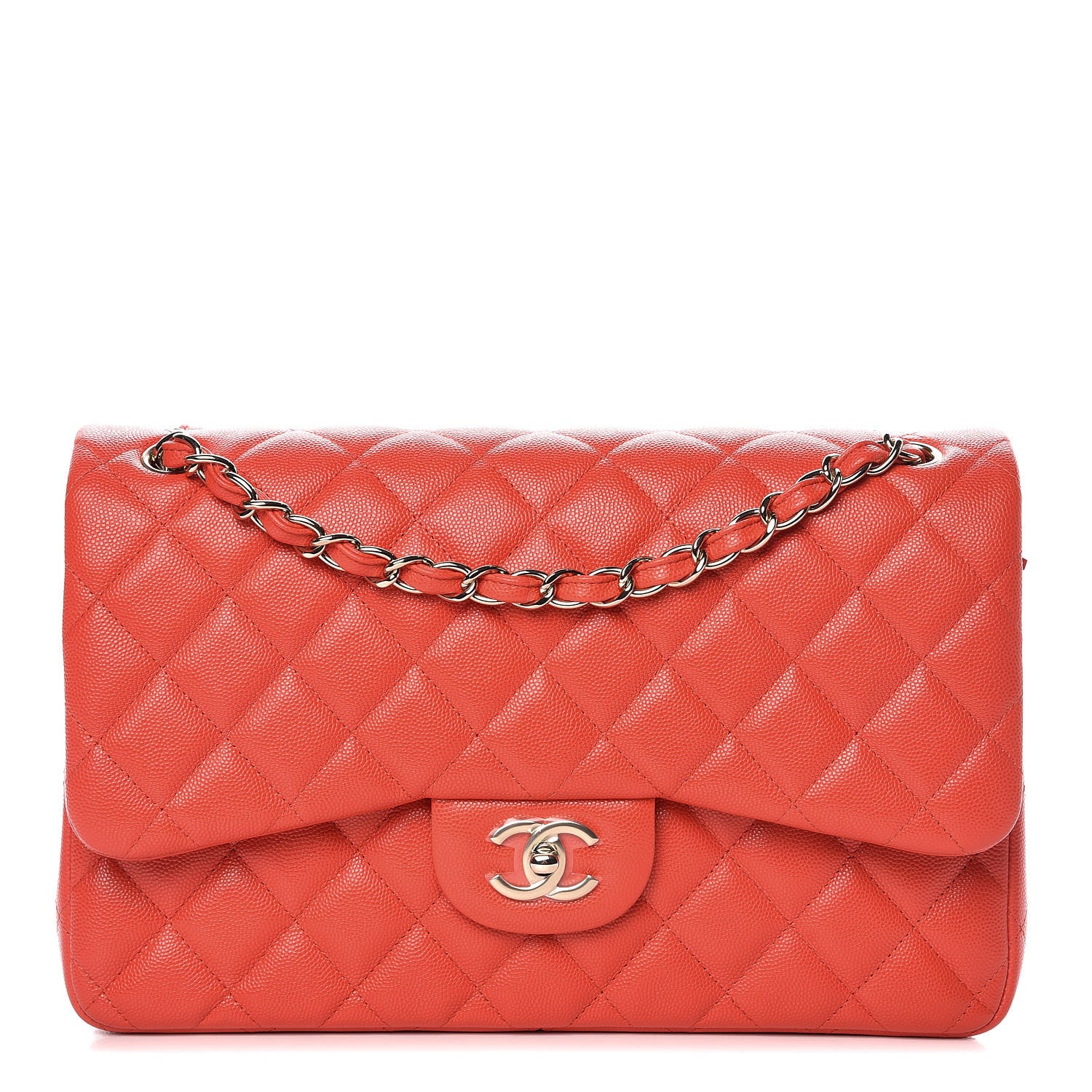 Chanel Caviar Quilted Jumbo Double Flap Red 1 of 8