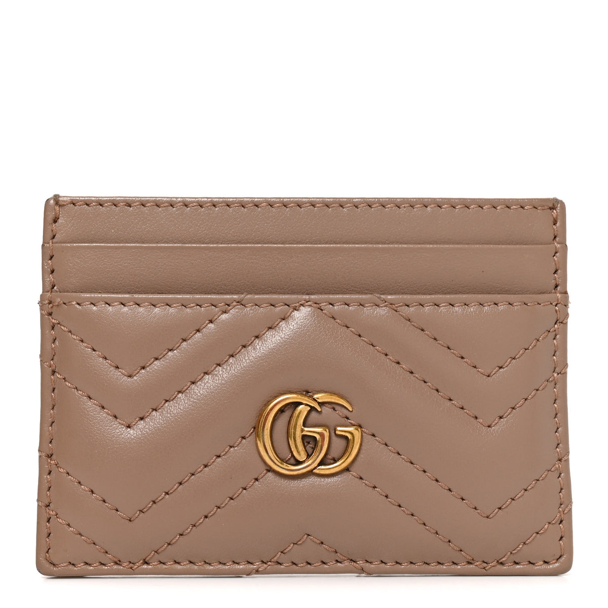 Calfskin Matelasse GG Marmont Card Holder Porcelain Rose
