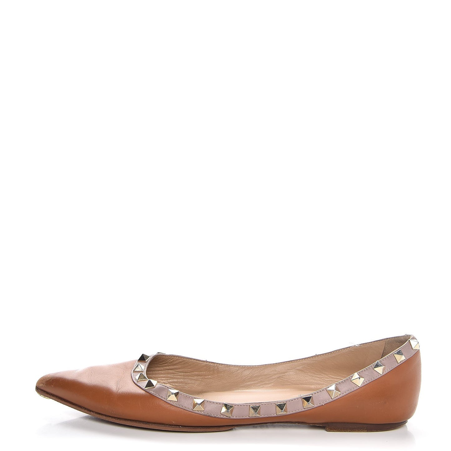Nappa Rockstud Ballerina Flats 40.5 Light Cuir Poudre