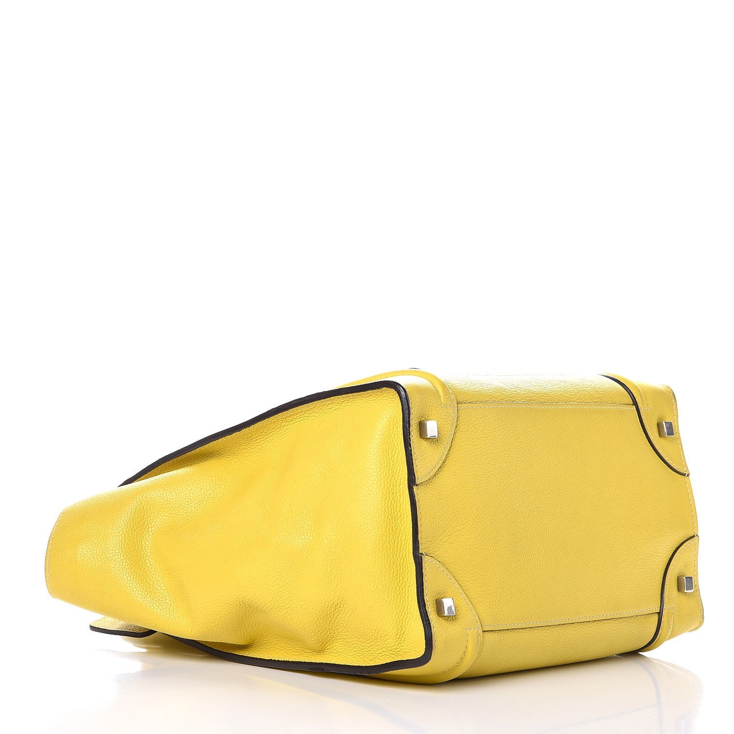Celine Drummed Calfskin Mini Luggage Citron 4 of 18