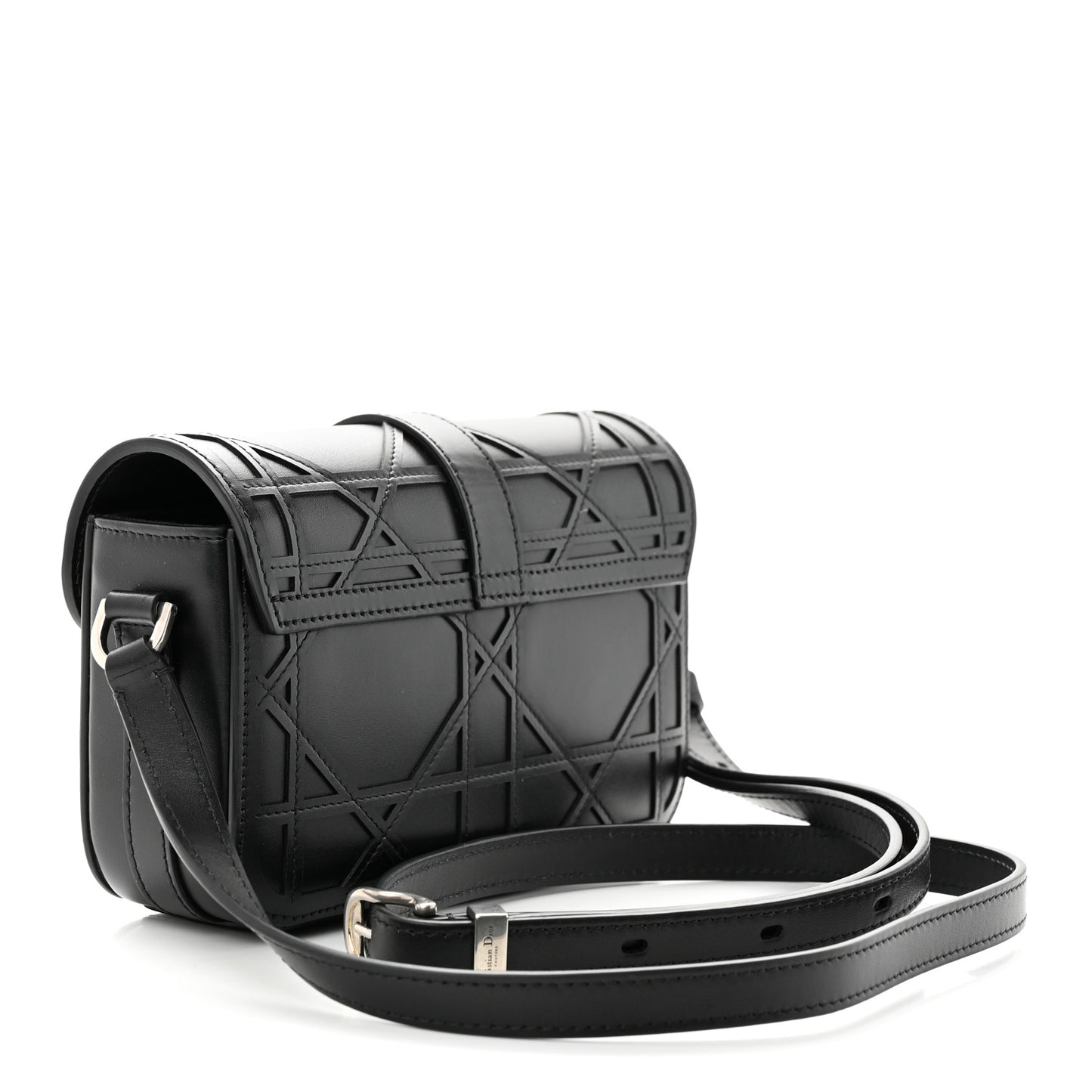 Calfskin Cosmo Laser Cut Cannage Mini Dior Charm Bag Black