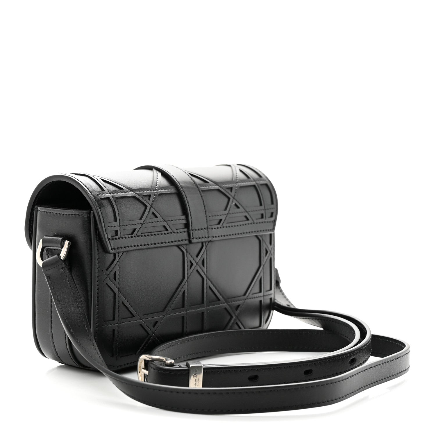 Christian Dior Calfskin Cosmo Laser Cut Cannage Mini Dior Charm Bag Black 3 of 9