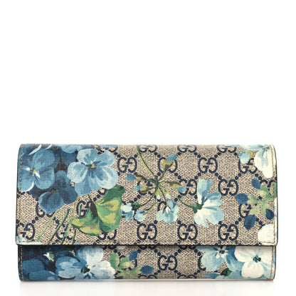 Gucci GG Supreme Monogram Blooms Continental Wallet Blue 1 of 9