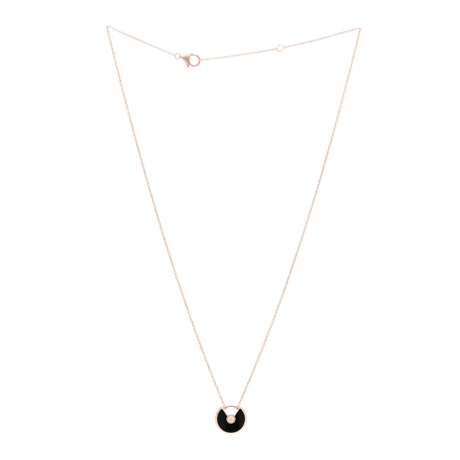 Cartier 18K Pink Gold Diamond Black Onyx XS Amulette de Cartier Pendant Necklace 3 of 5