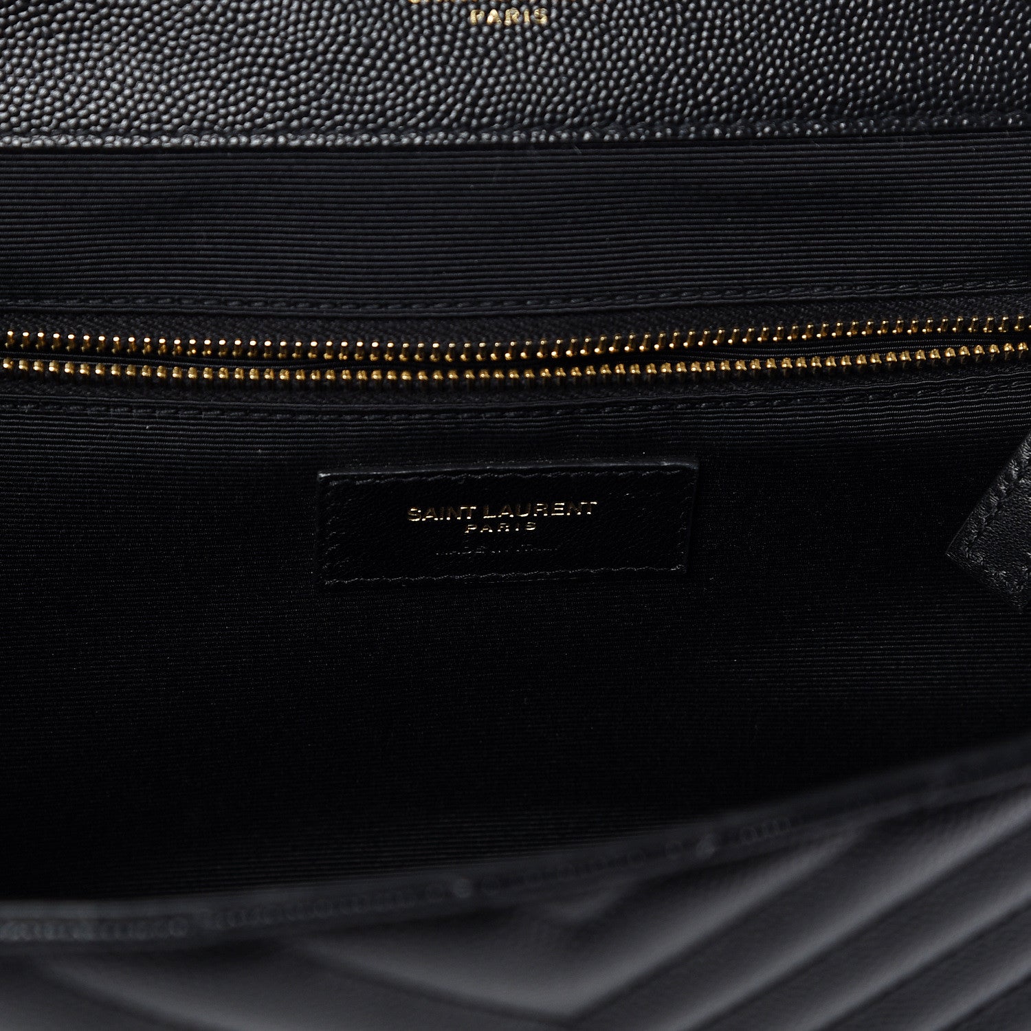 Saint Laurent Grain De Poudre Matelasse Chevron Large Monogram Satchel Black 7 of 12