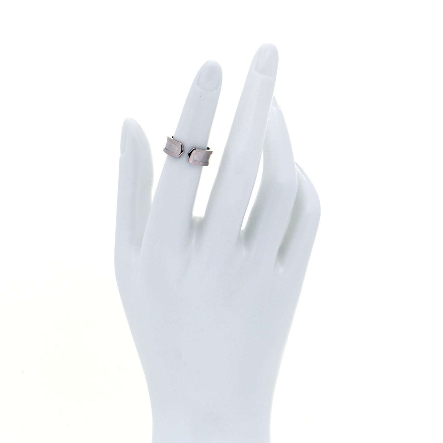 18K White Gold 6.5mm C De Cartier Ring 49 4.75