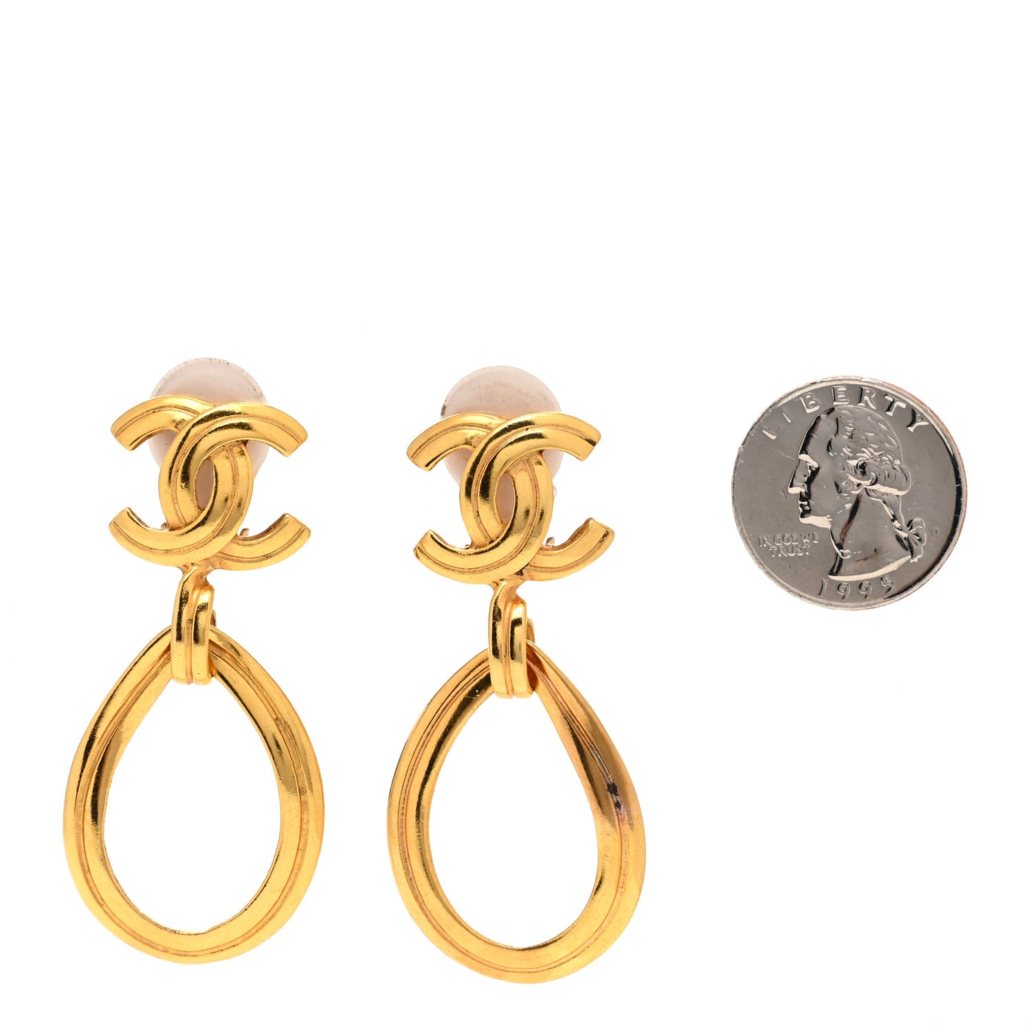 Chanel CC Drop Clip On Earrings Gold 2 of 4