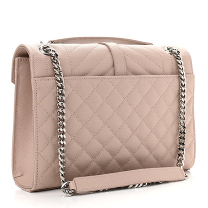 Saint Laurent Grain De Poudre Textured Mixed Matelasse Medium Triquilt Monogram Satchel Marble Pink 2 of 14