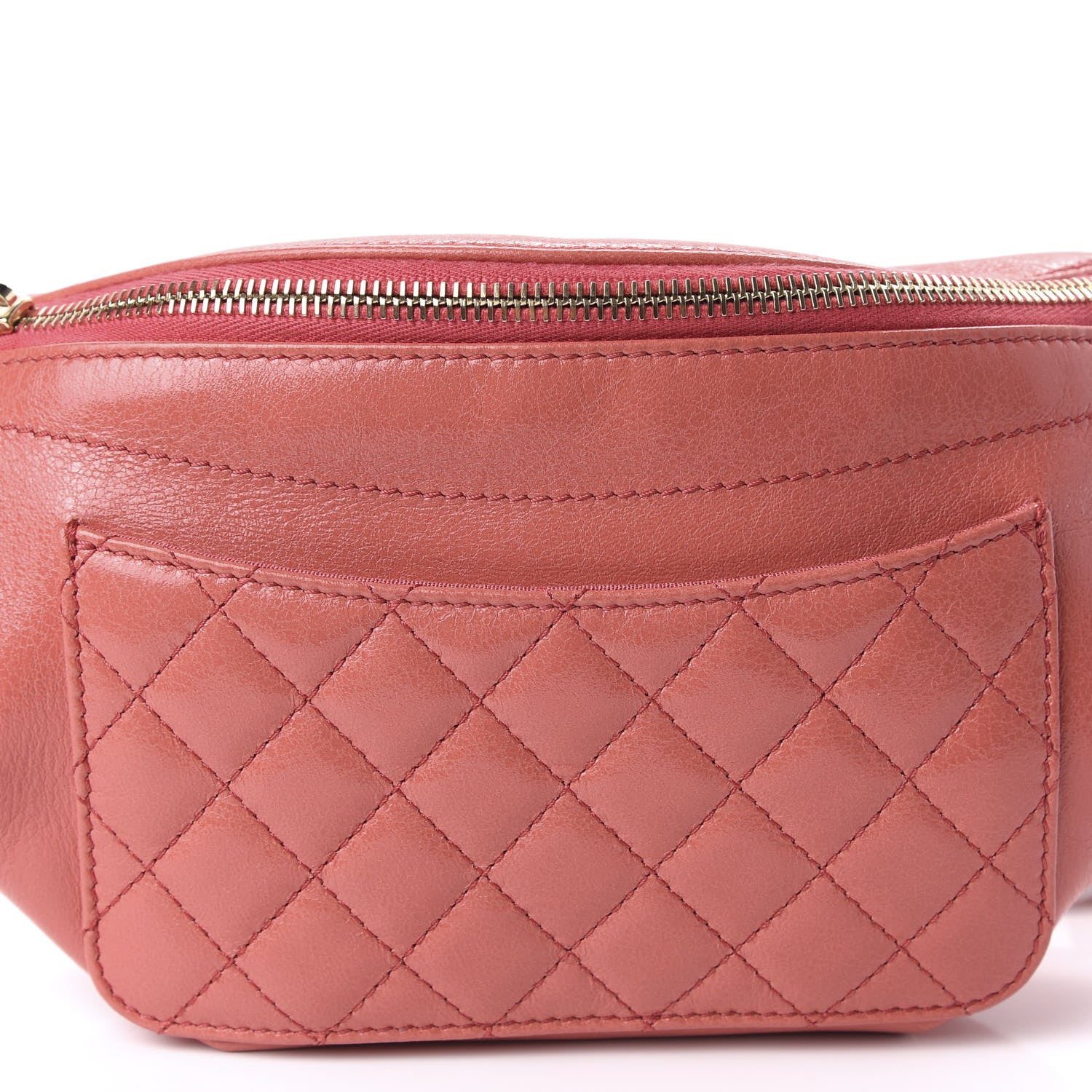 Chanel Crumpled Glazed Lambskin Quilted Waist Bag Fanny Pack Pink 10 of 11