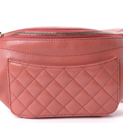 Chanel Crumpled Glazed Lambskin Quilted Waist Bag Fanny Pack Pink 10 of 11