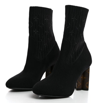 Louis Vuitton Monogram Stretch Fabric Silhouette Ankle Boots 37 Black 3 of 7