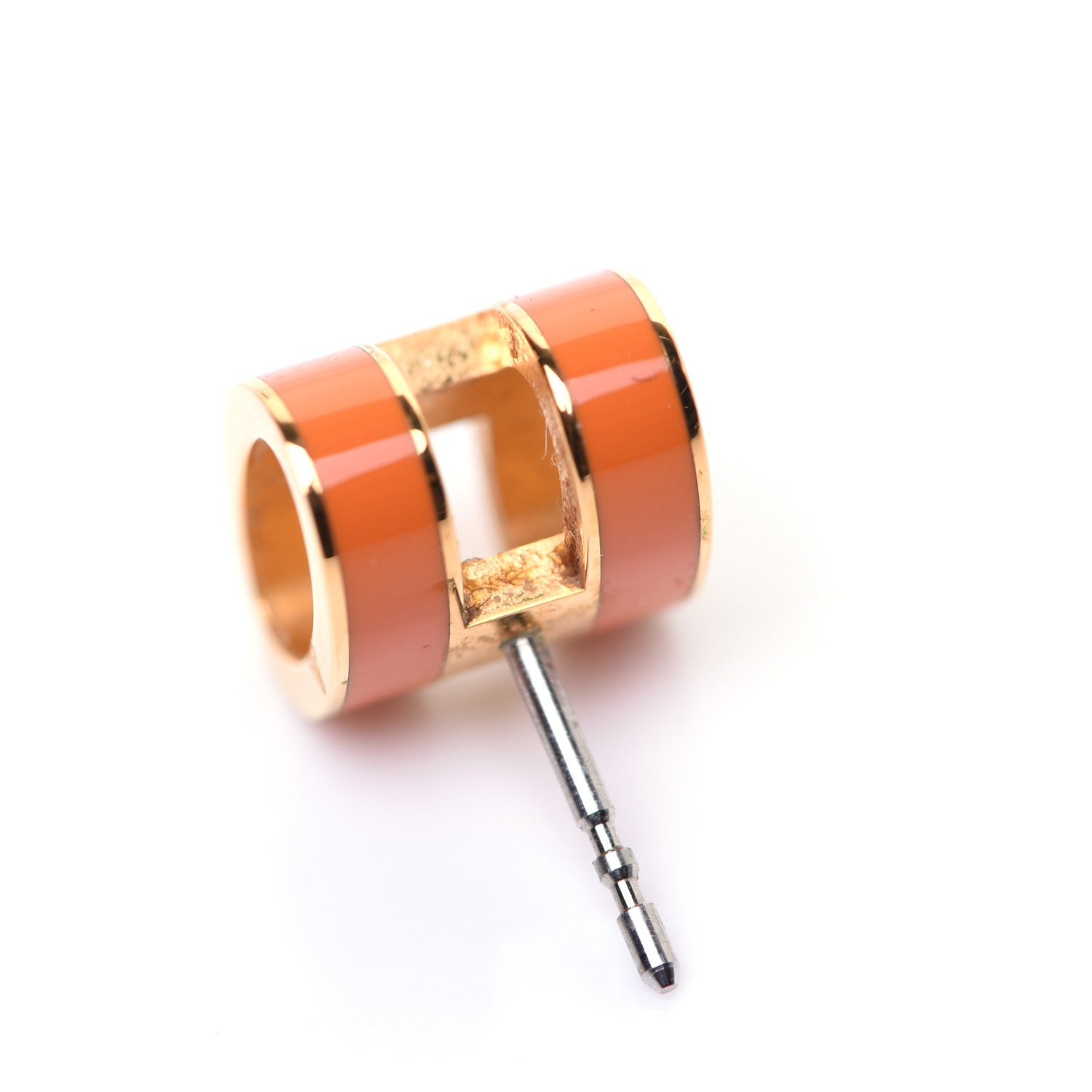 Hermes Gold Lacquered Pop H Earrings Orange 7 of 8