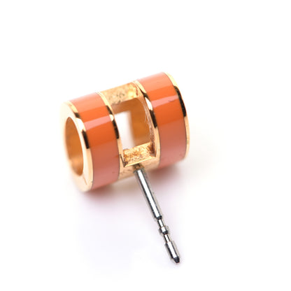 Hermes Gold Lacquered Pop H Earrings Orange 7 of 8