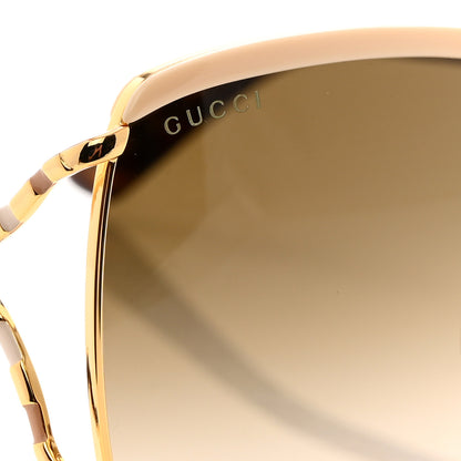 Gucci Metal Square Frame GG0593SK Sunglasses Ivory Gold Brown 7 of 8