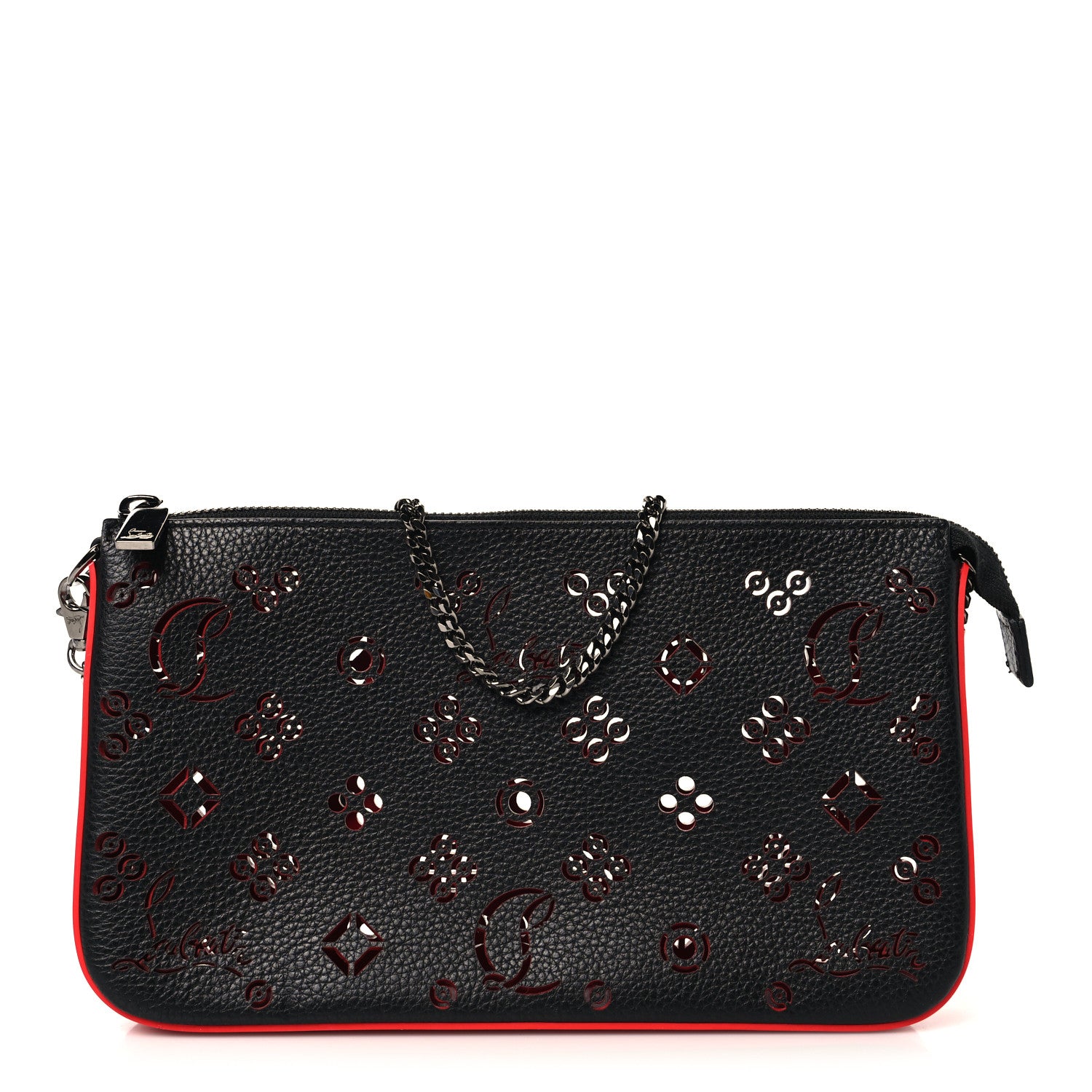 Christian Louboutin Calfskin Empire Loubinthesky Loubila Chain Clutch Black 1 of 9