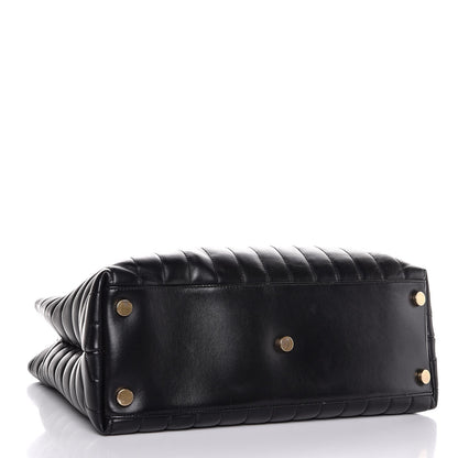 Saint Laurent Calfskin Y Quilted Monogram Large Loulou Shopper Black 4 of 7