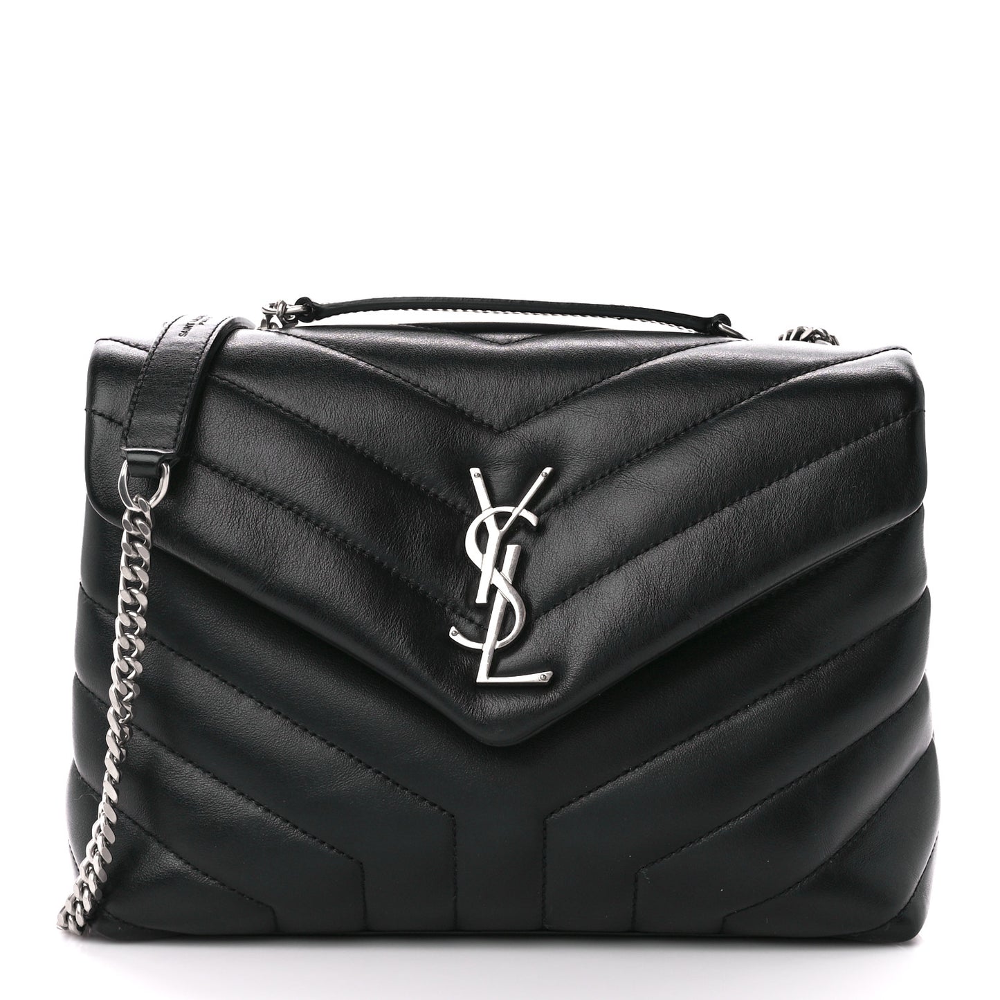 Calfskin Y Quilted Monogram Small Loulou Chain Satchel Black