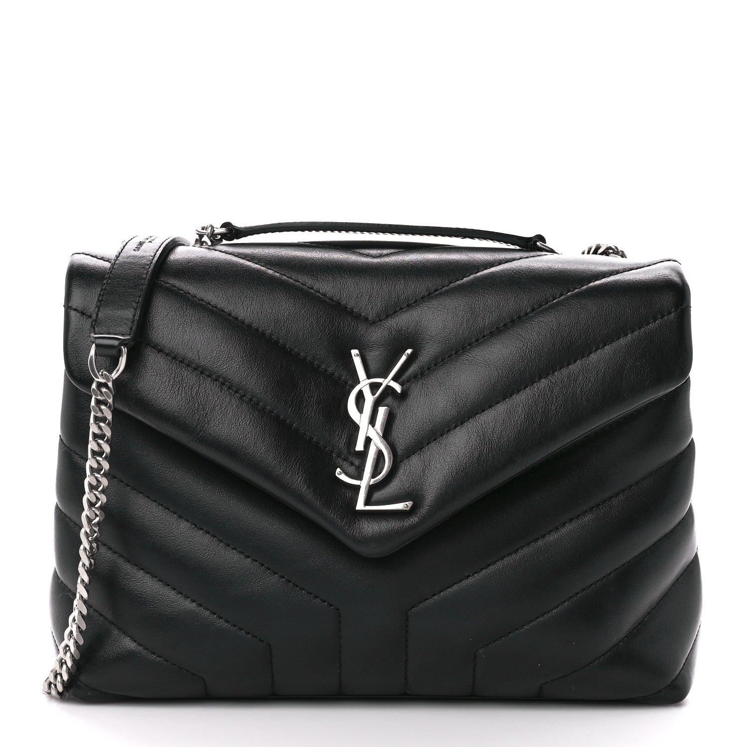 Saint Laurent Calfskin Y Quilted Monogram Small Loulou Chain Satchel Black 1 of 13