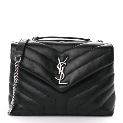 Saint Laurent Calfskin Y Quilted Monogram Small Loulou Chain Satchel Black 1 of 13