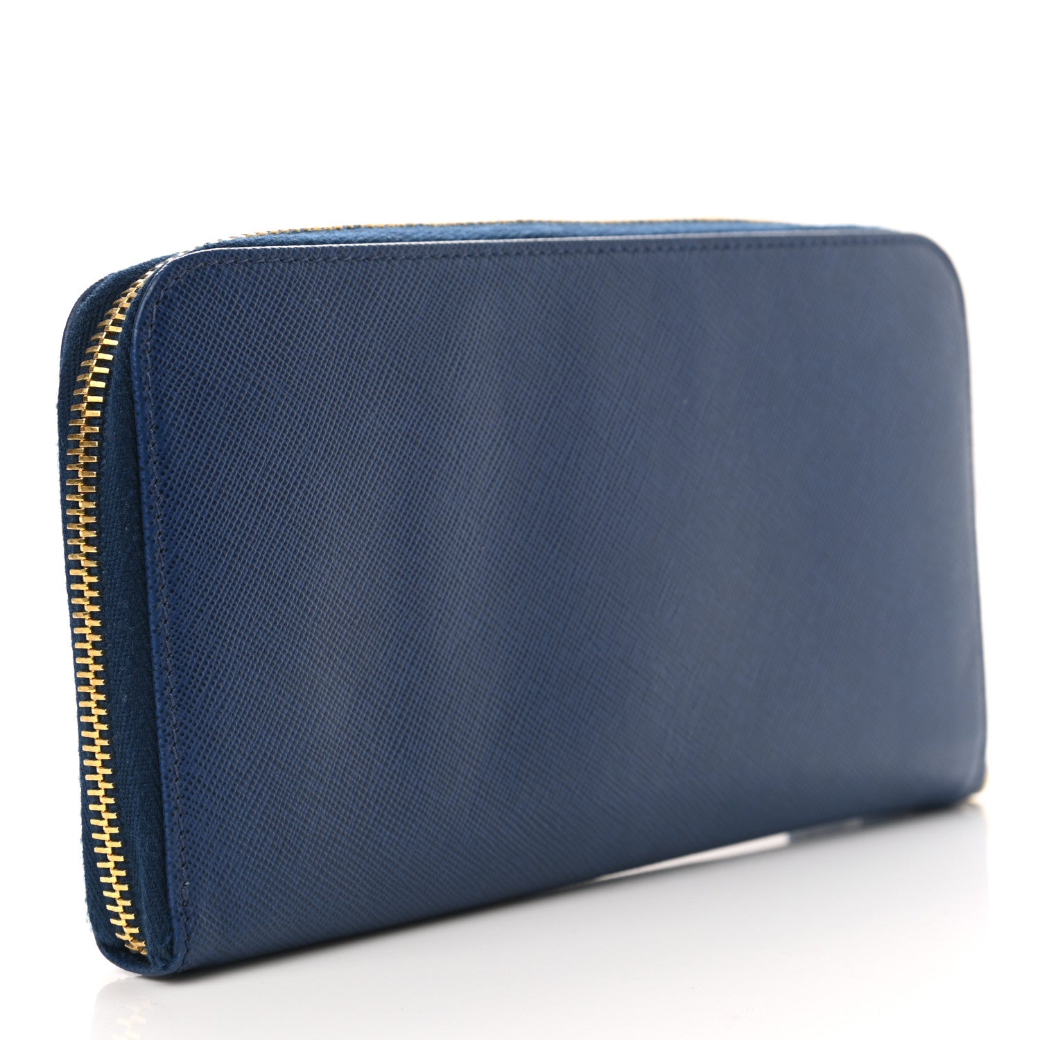 Prada Saffiano Metal Zip Around Wallet Bleuette 2 of 7