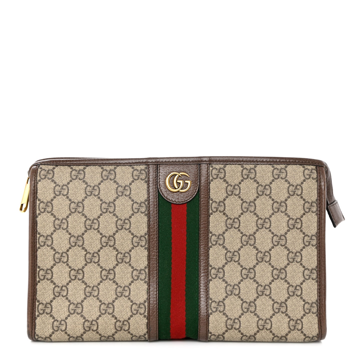 GG Supreme Monogram Web Toiletry Case Brown