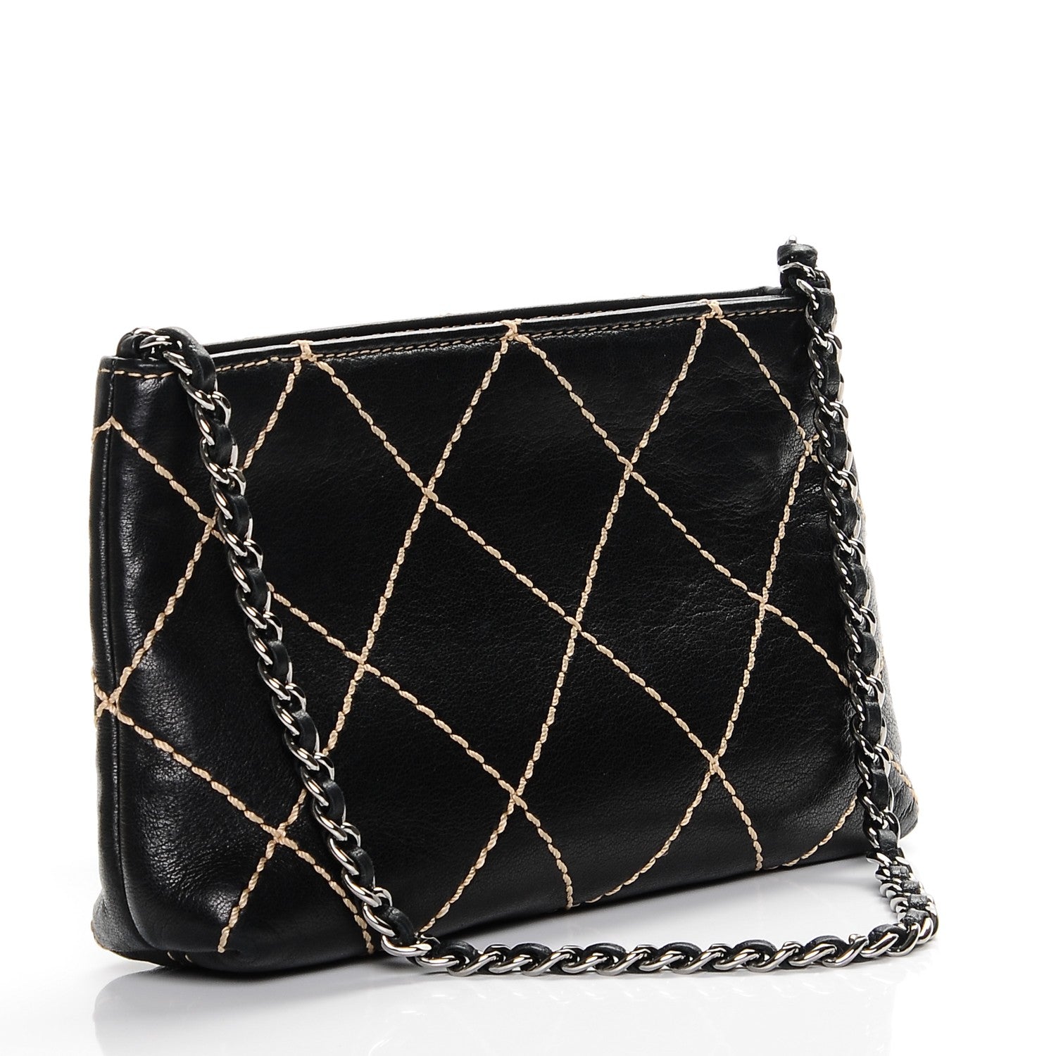 Chanel Lambskin Surpique Stitch Pochette Black 3 of 7