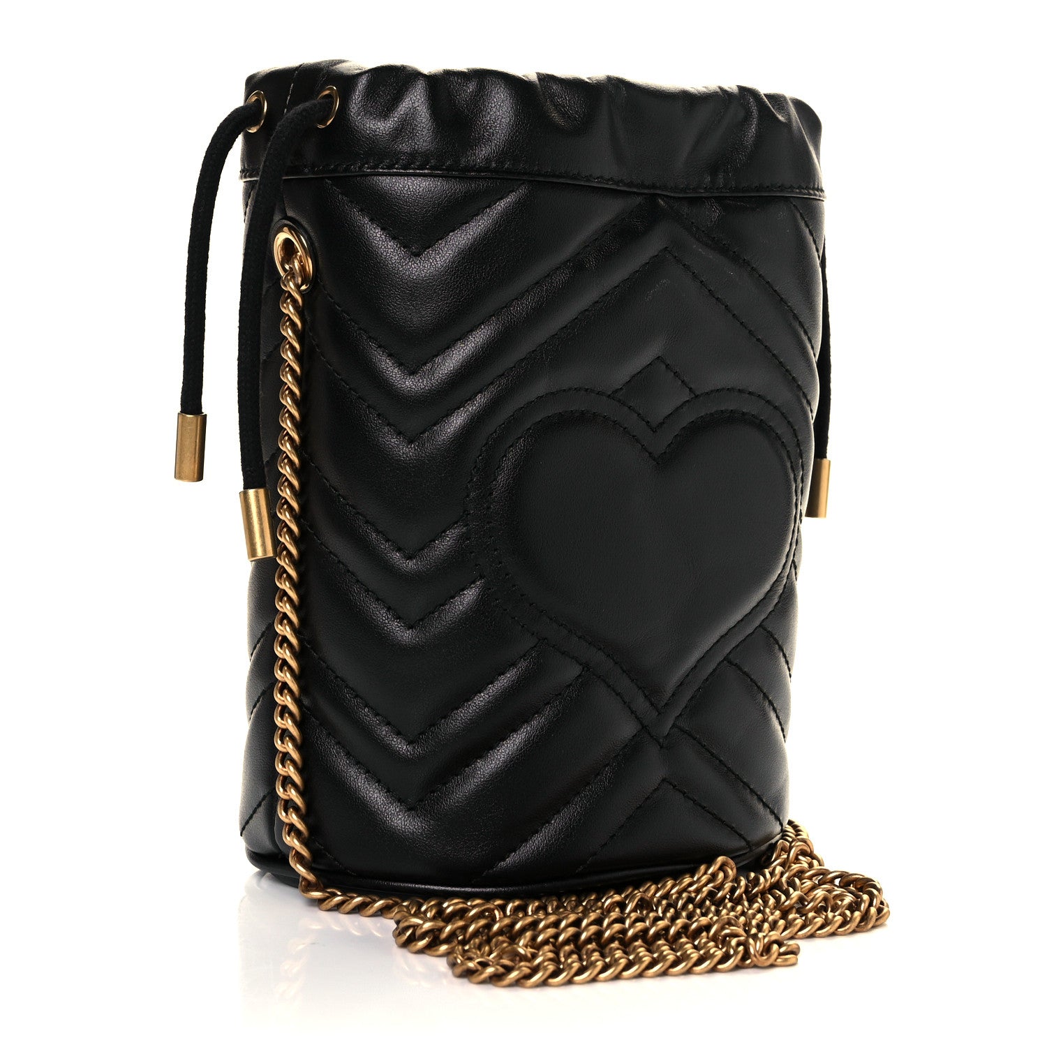 Gucci Calfskin Matelasse Mini GG Marmont 2.0 Bucket Bag Black 3 of 7