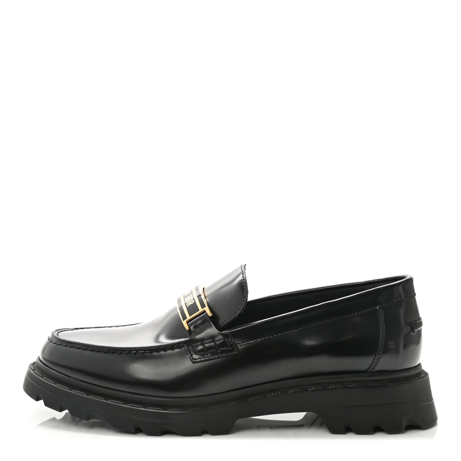 Christian Dior Brushed Calfskin Dior Code Lug Sole 15mm Loafers 38.5 Black 1 of 11