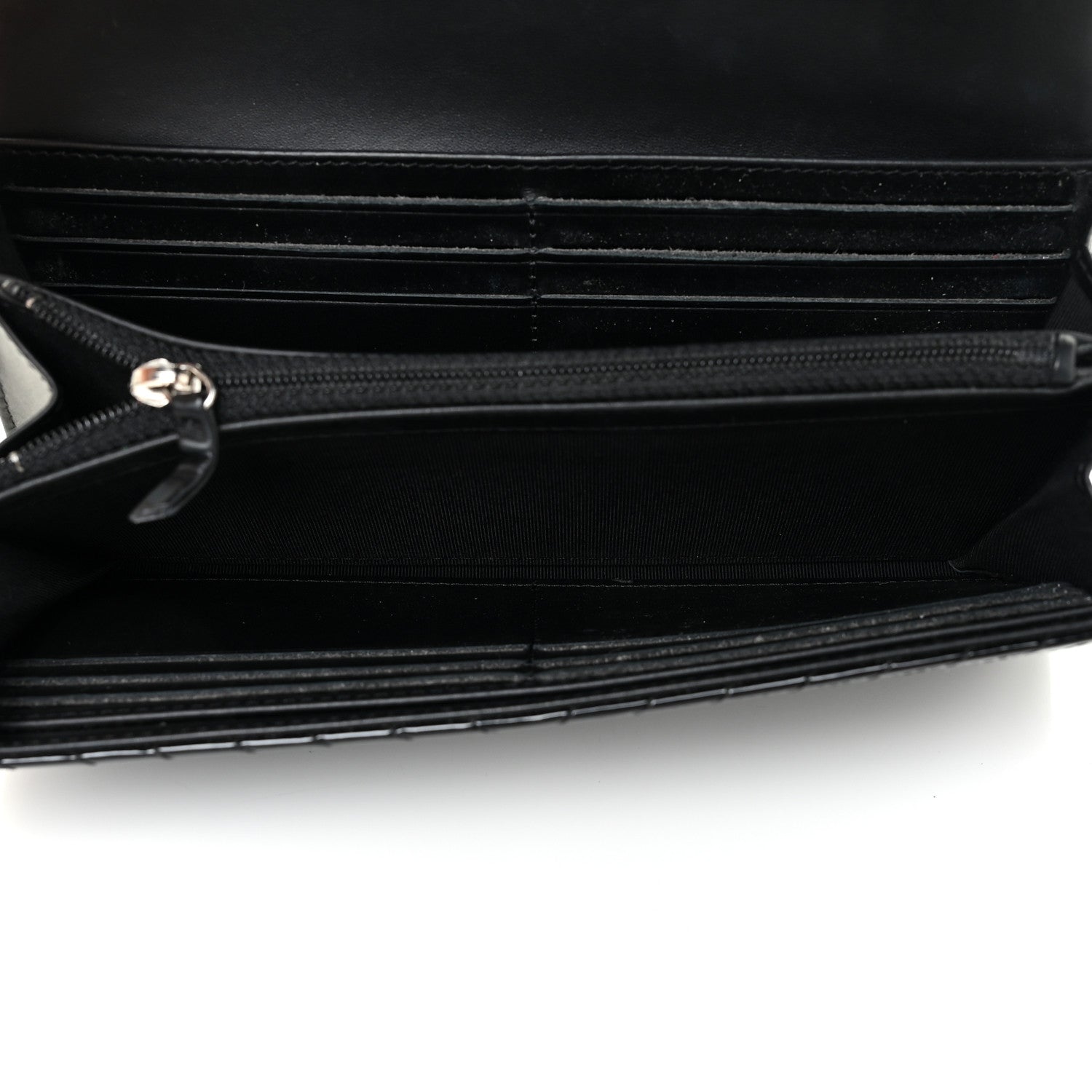 Chanel Patent Chevron Quilted Large Gusset Flap Wallet Black 6 of 21