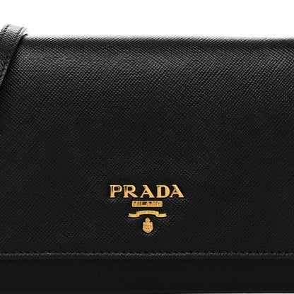 Prada Saffiano Vernice Mini Crossbody Wallet Black 7 of 9