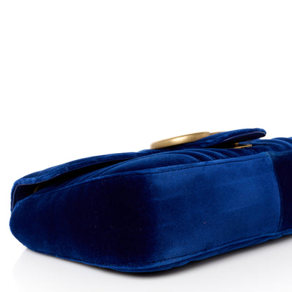 Gucci Velvet Matelasse Medium GG Marmont Shoulder Bag Cobalt Blue 10 of 11