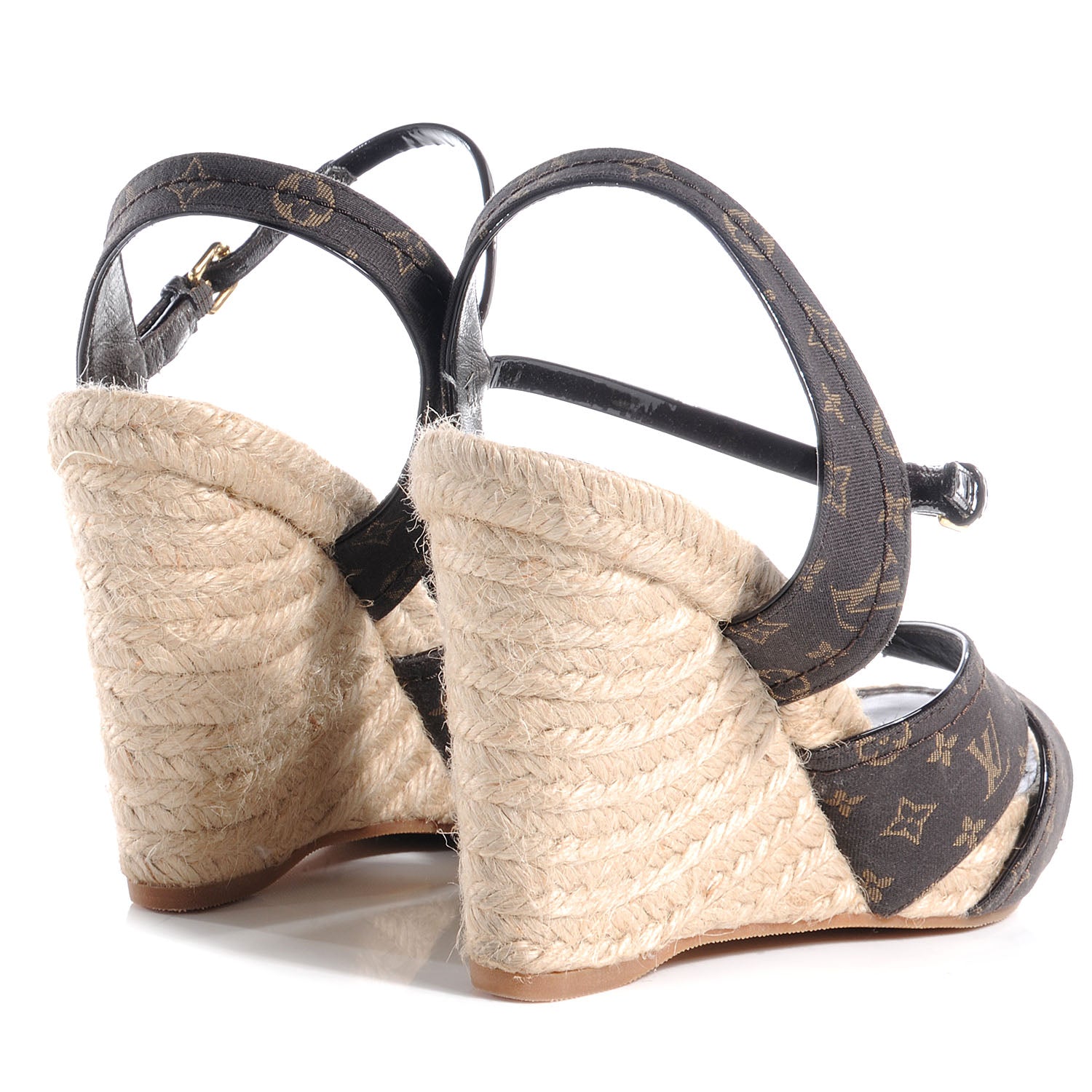 Louis Vuitton Monogram Idylle Majorca Espadrille Wedge Sandals 38 Fusain 3 of 6