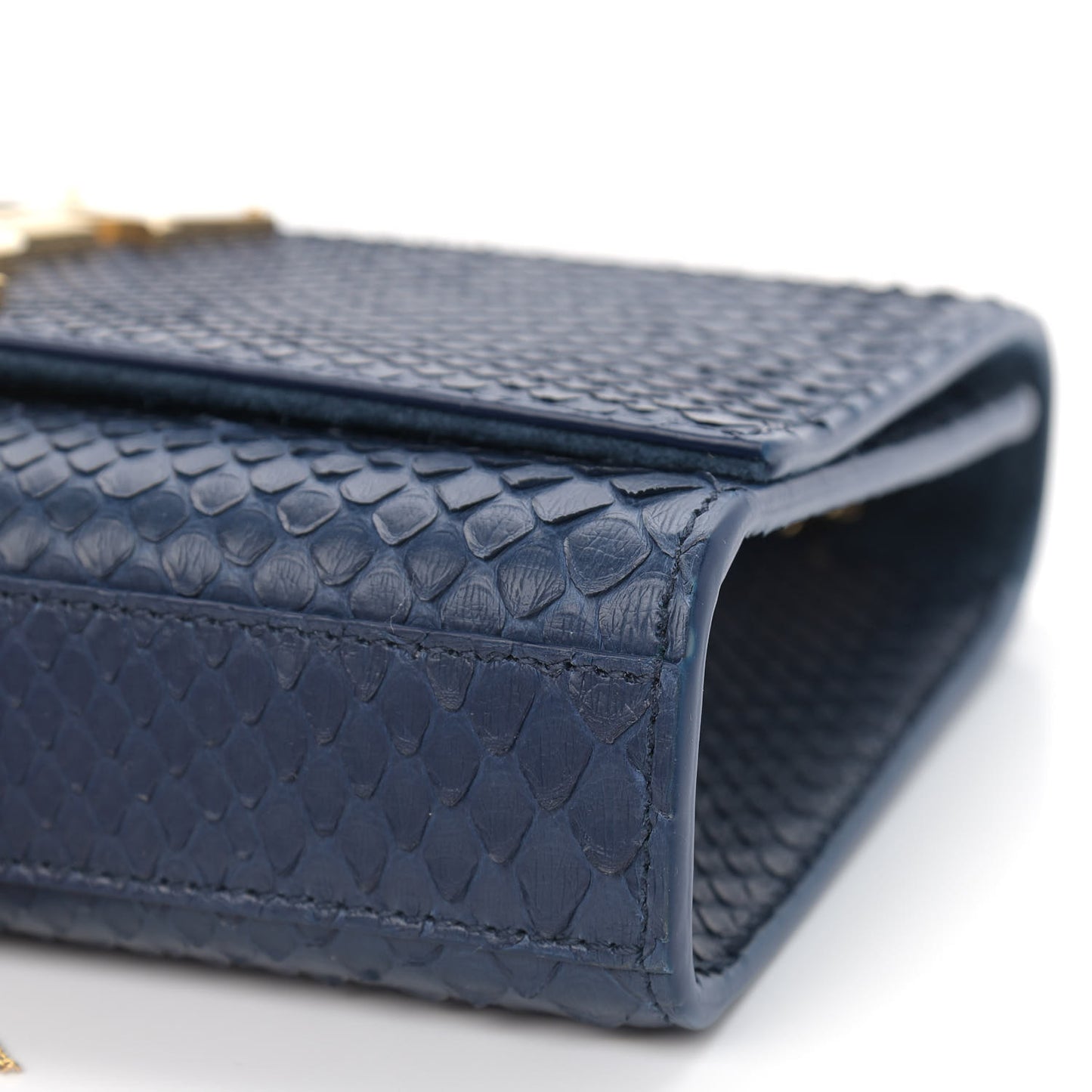 Snakeskin Small Classic Monogram Kate Tassel Satchel Blue