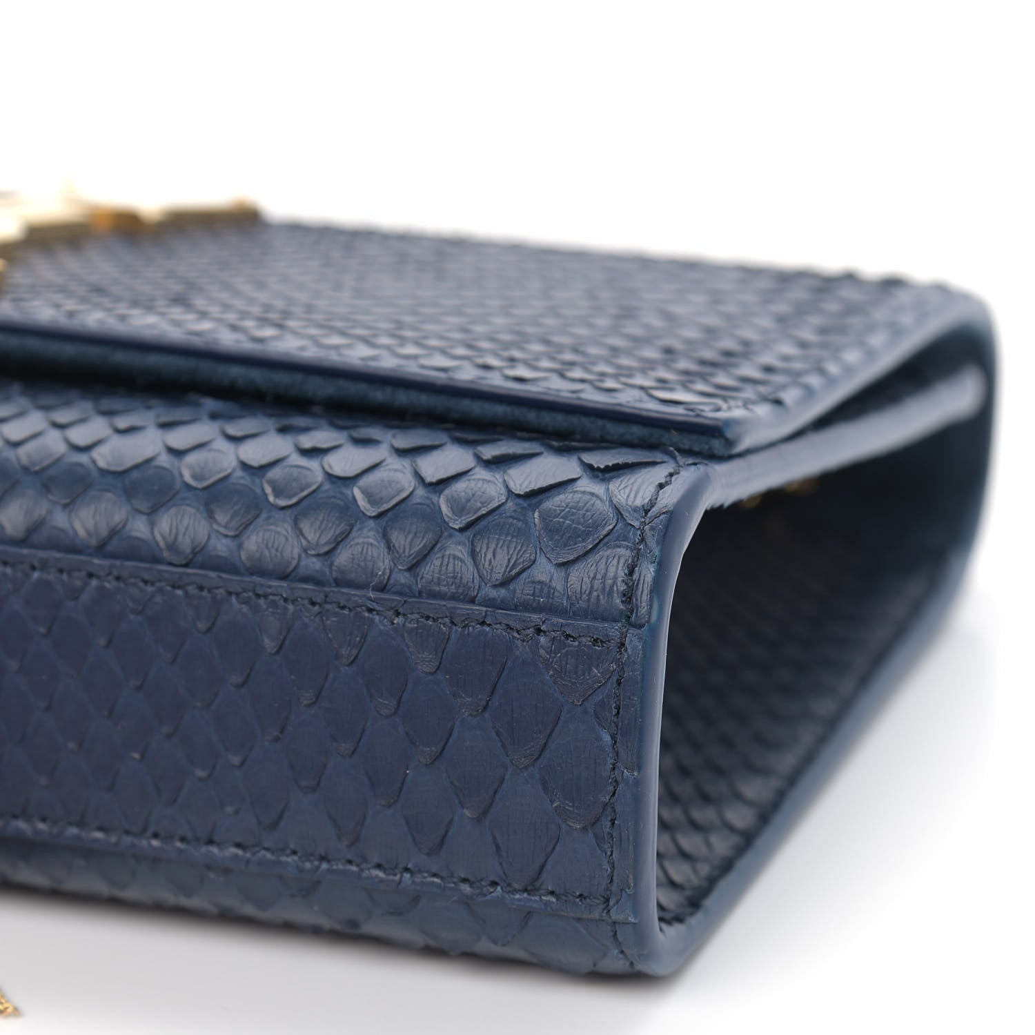 Saint Laurent Snakeskin Small Classic Monogram Kate Tassel Satchel Blue 8 of 9