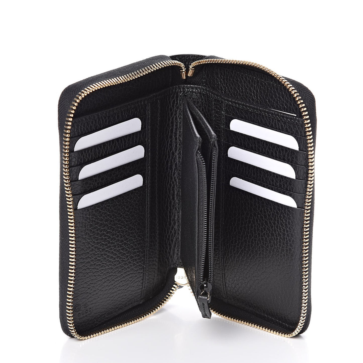 Dollar Calfskin Medium GG Zip Around Wallet Black
