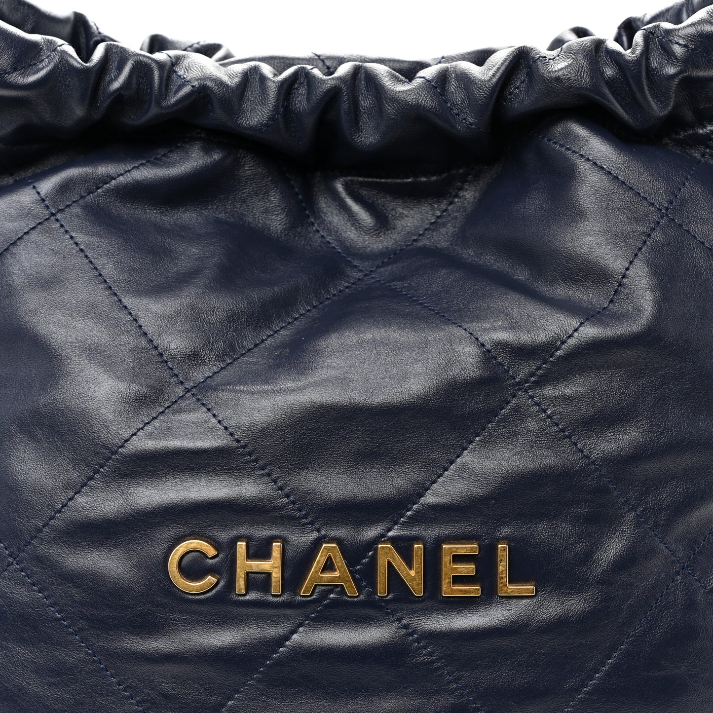Shiny Calfskin Quilted Small Chanel 22 Navy
