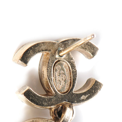 Chanel Brushed Metal Bead CC Drop Earrings Gold 4 of 4