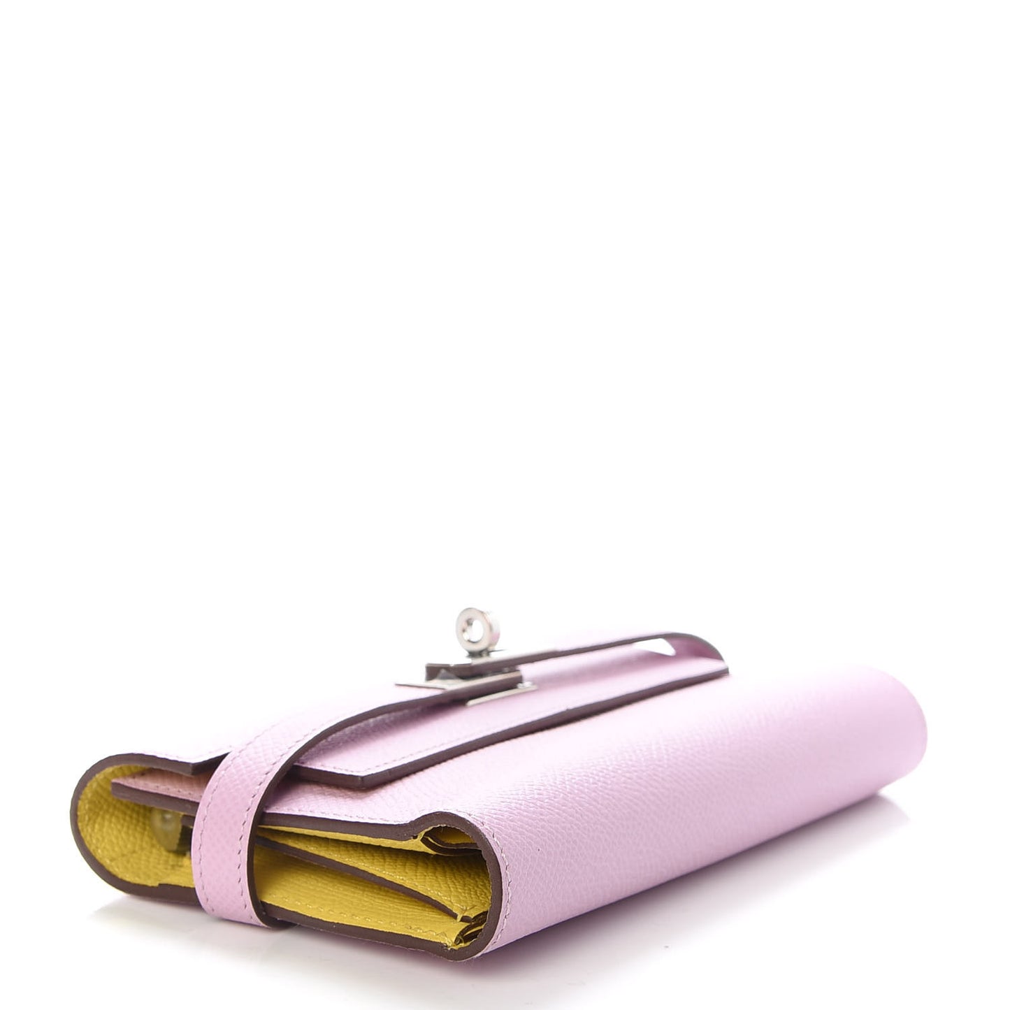 Epsom Medium Kelly Wallet Mauve Sylvestre Jaune de Naples