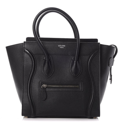 Celine Drummed Calfskin Micro Luggage Black 1 of 8