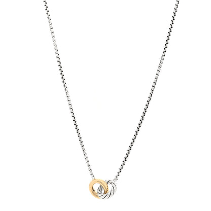 David Yurman Sterling Silver 14K Yellow Gold Petite Cable Linked Pendant Necklace 1 of 4