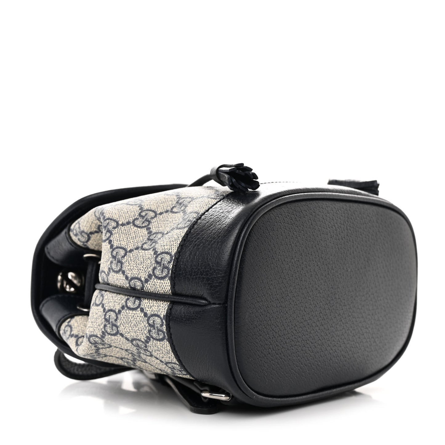 GG Supreme Monogram Textured Dollar Calfskin Web Mini Chain Drawstring Backpack Beige Blue Black