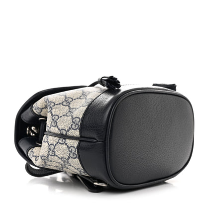 Gucci GG Supreme Monogram Textured Dollar Calfskin Web Mini Chain Drawstring Backpack Beige Blue Black 4 of 10