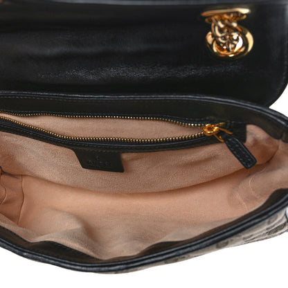 Gucci Monogram Matelasse Diagonal Small GG Marmont Shoulder Bag Beige Black 5 of 11