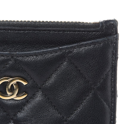 Chanel Lambskin Quilted Zip Card Holder Black 11 of 14
