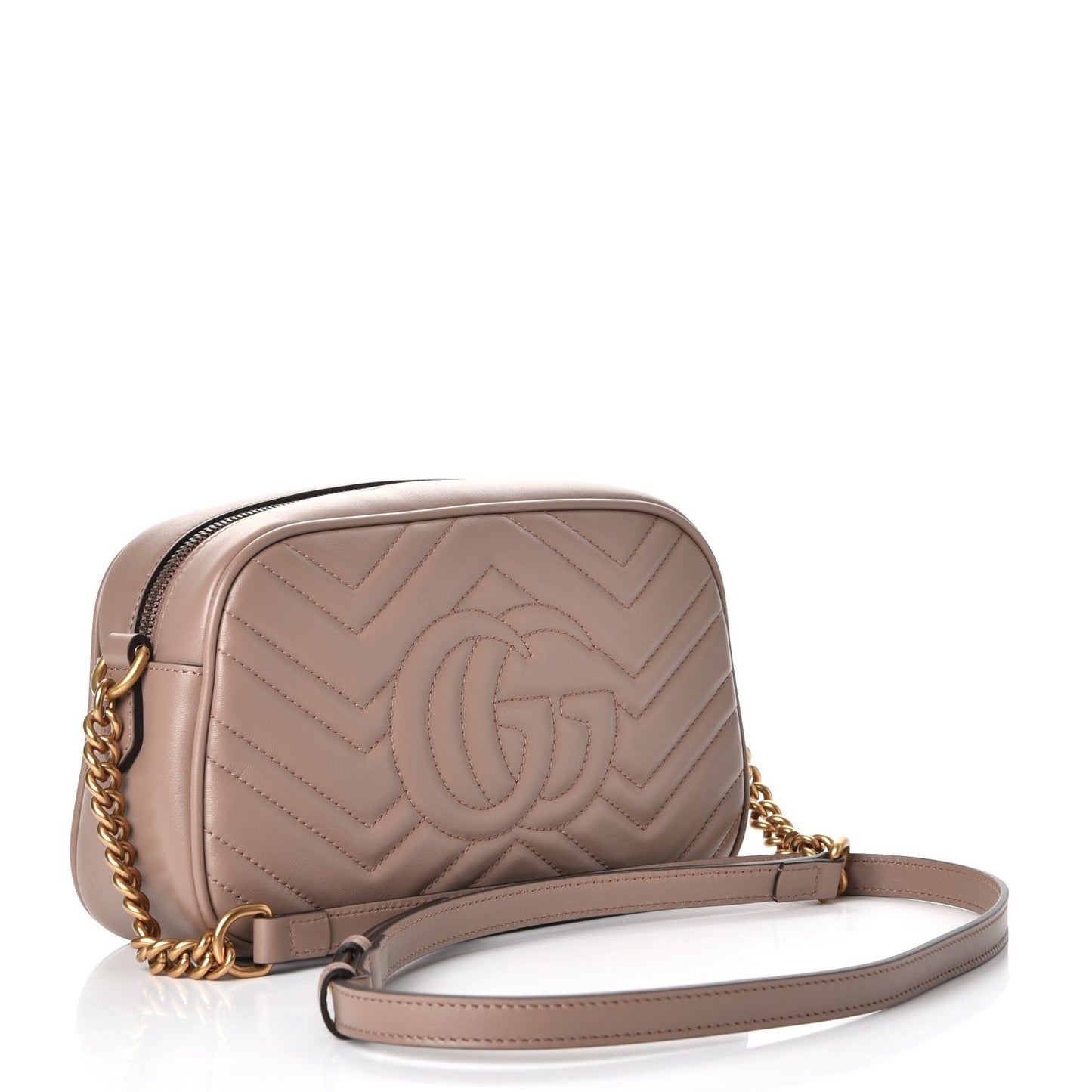Calfskin Matelasse Small GG Marmont Chain Shoulder Bag Porcelain Rose