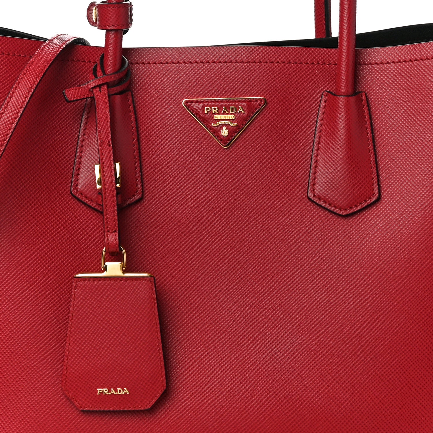 Prada Saffiano Cuir Medium Double Bag Fuoco Black 7 of 9