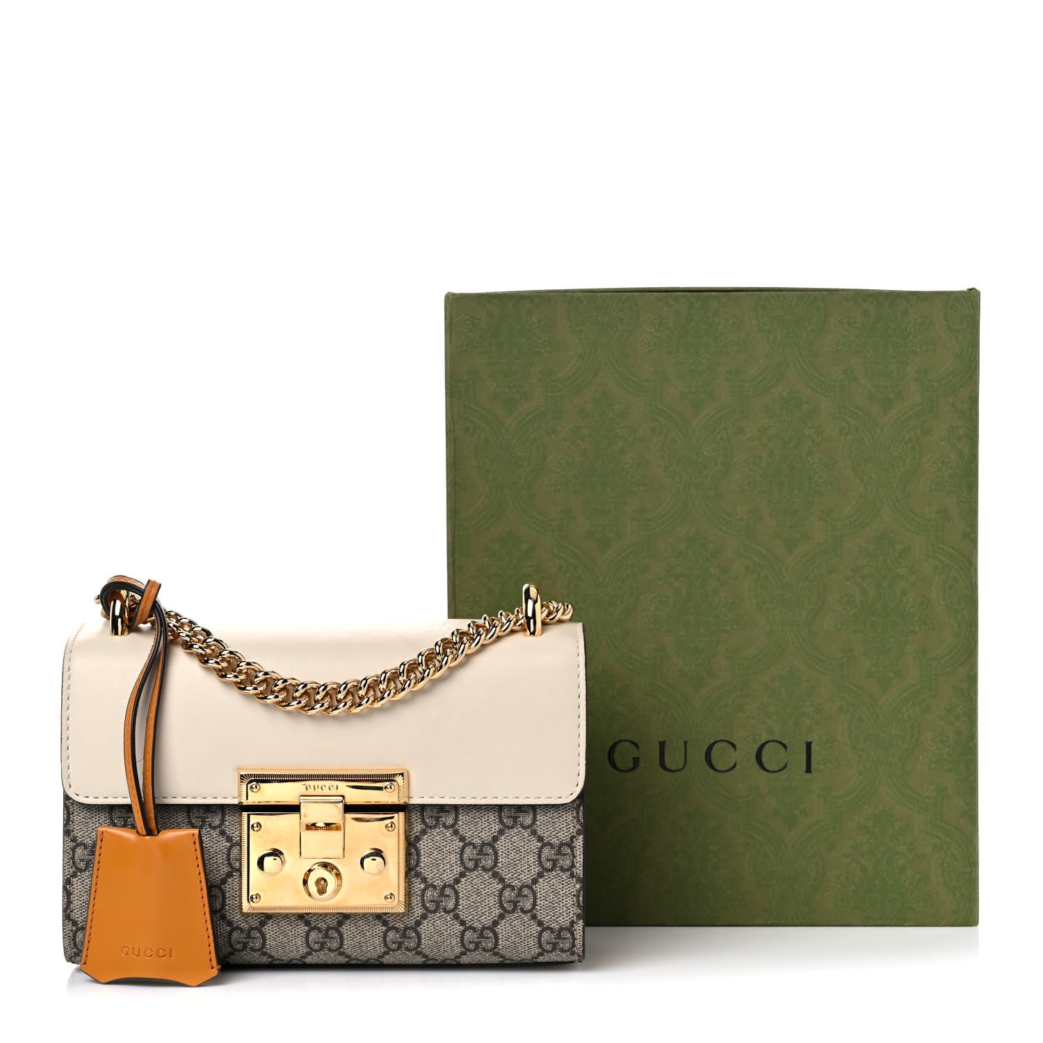 Gucci GG Supreme Monogram Calfskin Small Padlock Shoulder Bag Beige Mystic White Sun Oil 17 of 17