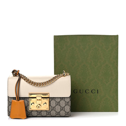 Gucci GG Supreme Monogram Calfskin Small Padlock Shoulder Bag Beige Mystic White Sun Oil 17 of 17